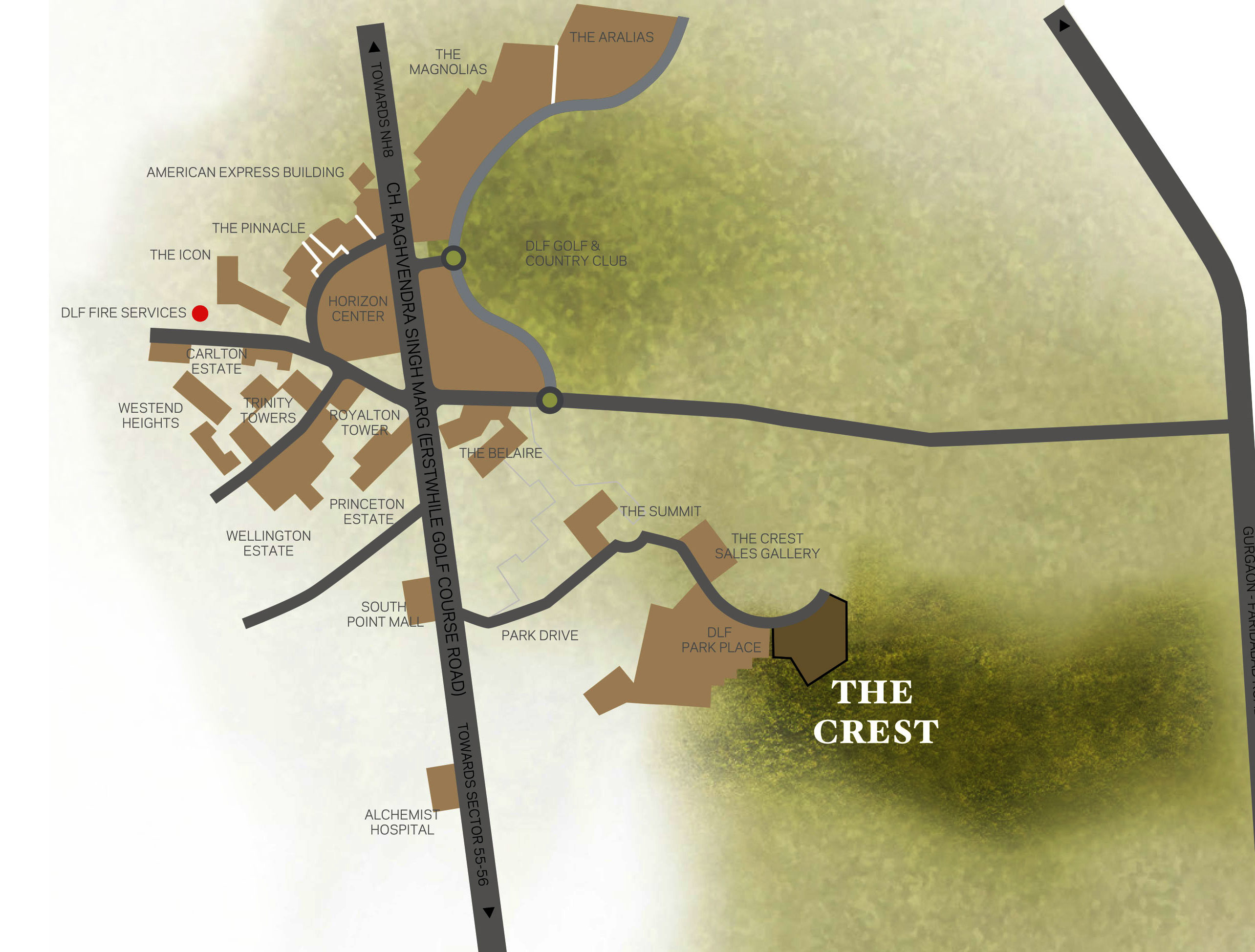 DLF The Crest - Location Map