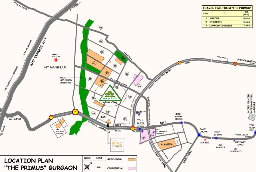 DLF The Primus - Location Map