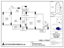 DLF Westend Heights - Floor Plan 1410 sq.ft