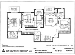 DLF Westend Heights - Floor Plan 1690 sq.ft