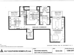DLF Westend Heights - Floor Plan 1290 sq.ft