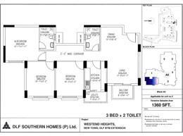 DLF Westend Heights - Floor Plan 1360 sq.ft