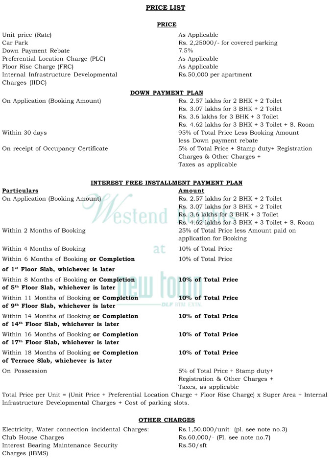 Price List
